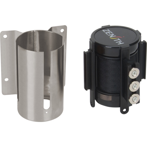 Wall Mount Barrier with Magnetic Tape, Steel, Screw Mount, 12', Black Tape D. Morneault & Fils