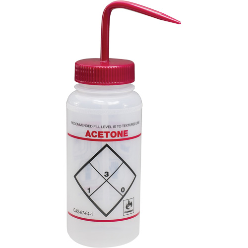 "Acetone" Safety-Labeled Wide-Mouth Wash Bottle, 16 oz. D. Morneault & Fils