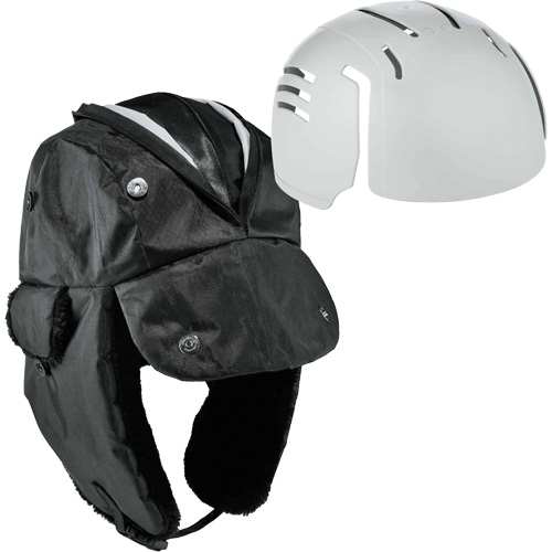 Chapeau de trappeur avec fermeture &agrave; glissi&egrave;re et casque antichoc &agrave; ins&eacute;rer N-Ferno, Doublure en Polyur&eacute;thane/Satin, Moyen/Petit, Noir D. Morneault & Fils