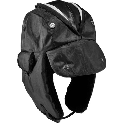 Chapeau de trappeur avec fermeture &agrave; glissi&egrave;re N-Ferno, Doublure en Polyur&eacute;thane/Satin, Moyen/Petit, Noir D. Morneault & Fils