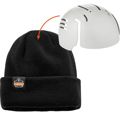 Tuque en tricot c&ocirc;tel&eacute; avec fermeture &agrave; glissi&egrave;re et casque antichoc &agrave; ins&eacute;rer N-Ferno, Taille unique, Noir D. Morneault & Fils