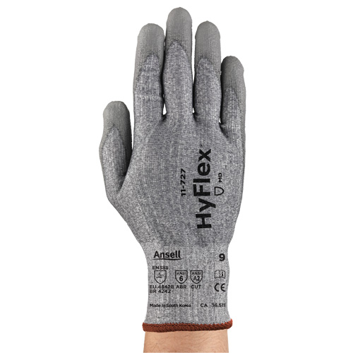 HyFlex&reg; 11-727 Series Cut Resistant Gloves, Size 8, 15 Gauge, Polyurethane Coated, Intercept Shell, ASTM ANSI Level A2/EN 388 Level B D. Morneault & Fils
