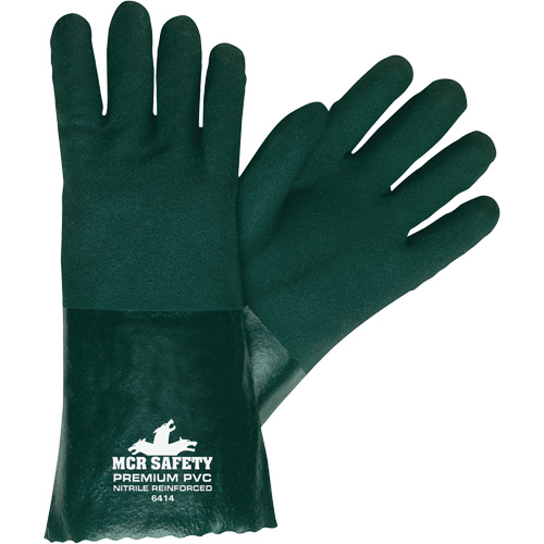 Gants r&eacute;sistants aux produits chimiques, Taille Grand, 14" lo, PVC, Doublure en Jersey D. Morneault & Fils