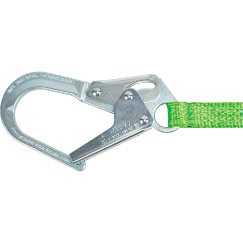 Miller&reg; HP Shock-Absorbing Lanyard, 4', Locking Rebar Hook Center, Locking Snap Hook Leg Ends, Polyester D. Morneault & Fils