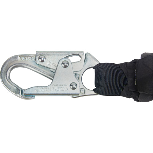 Miller&reg; HP Shock-Absorbing Lanyard, 4', Locking Rebar Hook Center, Locking Snap Hook Leg Ends, Polyester D. Morneault & Fils