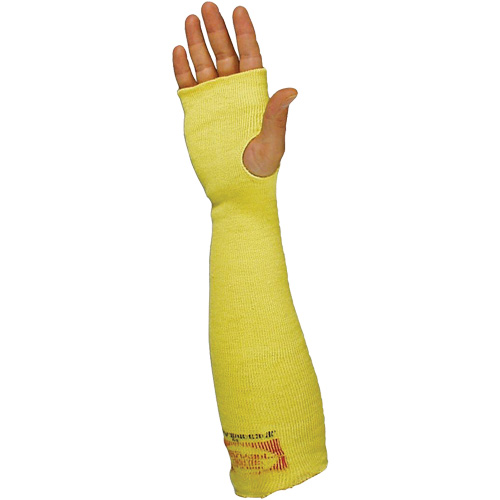 Manchons avec trou pour pouce, Kevlar, 22", ANSI/ISEA 105 niveau 3/EN 388 niveau 3, Jaune D. Morneault & Fils