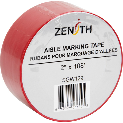 Aisle Marking Tape, 2" x 108', PVC, Red D. Morneault & Fils