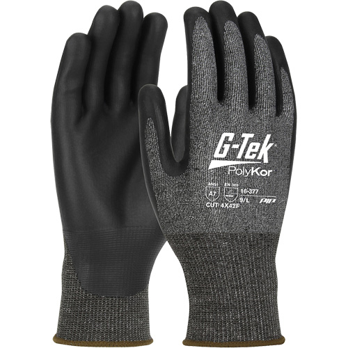 Gants r&eacute;sistants aux coupures G-Tek PolyKor X7, Taille Petit, Calibre 18, Rev&ecirc;tement Polyur&eacute;thane, Enveloppe en Poly&eacute;thyl&egrave;ne, ASTM ANSI niveau A7/EN 388 niveau F D. Morneault & Fils