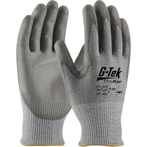 Gants r&eacute;sistants aux coupures G-Tek PolyKor, Taille Petit, Calibre 13, Rev&ecirc;tement Polyur&eacute;thane, Enveloppe en Poly&eacute;thyl&egrave;ne, ASTM ANSI niveau A4/EN 388 niveau 5/EN 388 niveau D D. Morneault & Fils