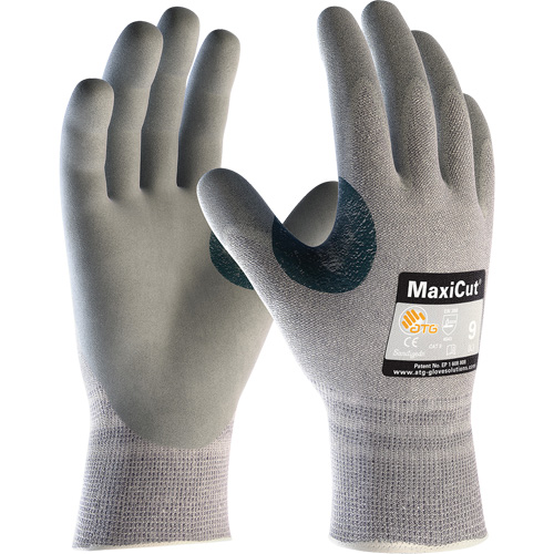 Gants r&eacute;sistants aux coupures en tricot sans coutures ATG MaxiCut 5, Taille T-petit, Calibre 13, Rev&ecirc;tement Mousse de nitrile, Enveloppe en Dyneema/Nylon, ASTM ANSI niveau A4/EN 388 niveau 4/EN 388 niveau C D. Morneault & Fils