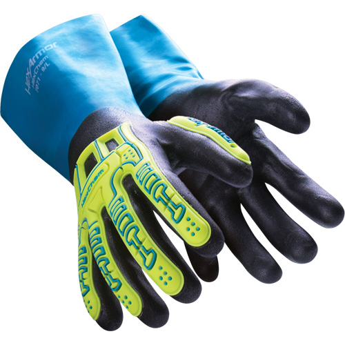 Gants r&eacute;sistants aux produits chimiques HexChem, Taille 6/T-petit, Nitrile D. Morneault & Fils