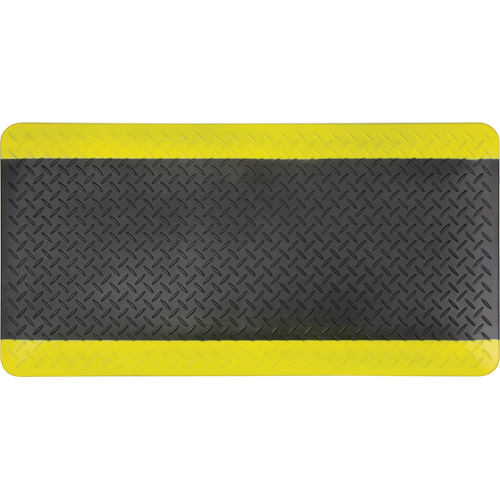 Tapis antifatigue, Losange, 1-2/3' x 3-1/4' x 3/4", Noir/Jaune, Polyur&eacute;thane D. Morneault & Fils
