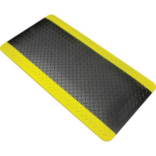 Tapis antifatigue, Losange, 1-2/3' x 3-1/4' x 3/4", Noir/Jaune, Polyur&eacute;thane D. Morneault & Fils