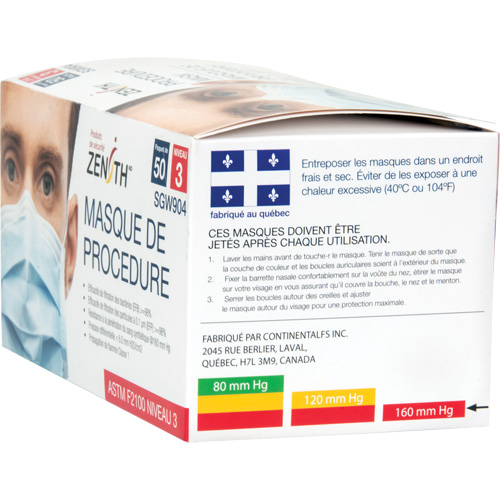 Disposable Procedure Face Masks, ASTM F2100 Level 3, Class 1 D. Morneault & Fils
