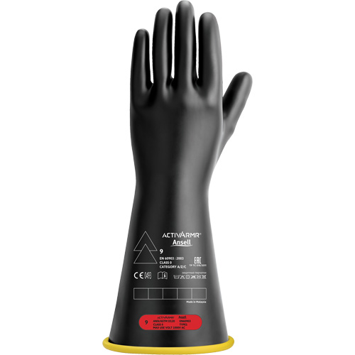 Gants isolants en caoutchouc naturel, ASTM classe 0, Taille 7, 14" lo D. Morneault & Fils