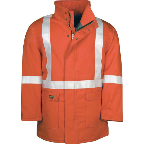 Parka dhiver &agrave; doublure matelass&eacute;e AllOut Westex UltraSoft avec bandes r&eacute;fl&eacute;chissantes, Petit, Orange haute visibilit&eacute;, 46 cal/cm² D. Morneault & Fils