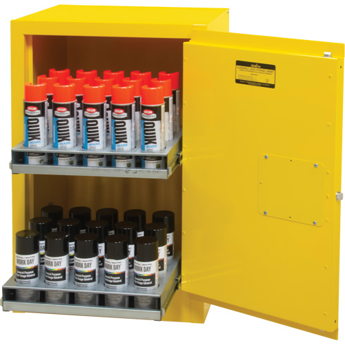 Flammable Aerosol Storage Cabinet, 12 gal., 1 Door, 23" W x 35" H x 18" D D. Morneault & Fils