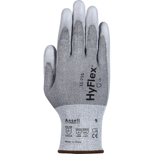 Gants r&eacute;sistants aux coupures 11-755  Hyflex, Taille 6, Calibre 18, Rev&ecirc;tement Polyur&eacute;thane, Enveloppe en Polyester/PEHP/Tungst&egrave;ne/Spandex, ASTM ANSI niveau A5/EN 388 niveau E D. Morneault & Fils