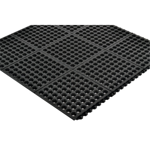 Tapis antifatigue &agrave; imbrication Cushion-Ease 550, &agrave; fentes, 3' x 3' x 3/4", Noir, Caoutchouc D. Morneault & Fils