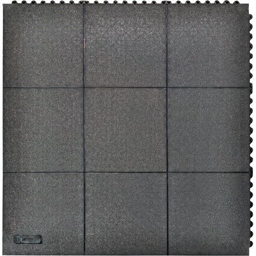 Cushion-Ease&reg; Interlocking Anti-Fatigue Mat, Pebbled, 3' x 3' x 3/4", Black, Natural Rubber D. Morneault & Fils