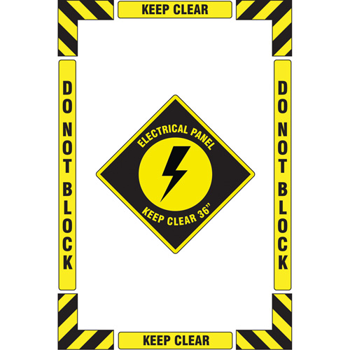 "Electrical Panel" Floor Marking Kit, Adhesive, English with Pictogram D. Morneault & Fils