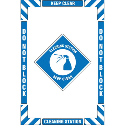 "Cleaning Station" Floor Marking Kit, Adhesive, English with Pictogram D. Morneault & Fils