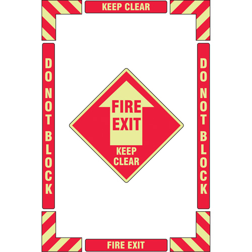 "Fire Exit" Floor Marking Kit, Adhesive, English with Pictogram D. Morneault & Fils