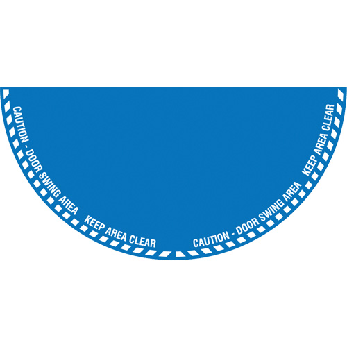 Signalisation au sol ?Caution? (attention) pour porte battante en demi-cercle, Adh&eacute;sif, Anglais avec pictogramme D. Morneault & Fils