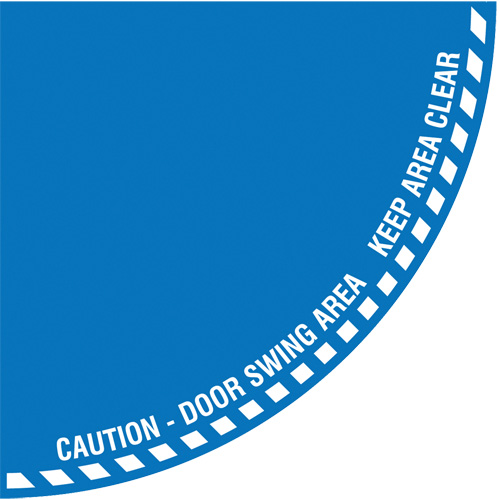 "Caution" Quarter Circle Swing Door Floor Sign, Adhesive, English with Pictogram D. Morneault & Fils