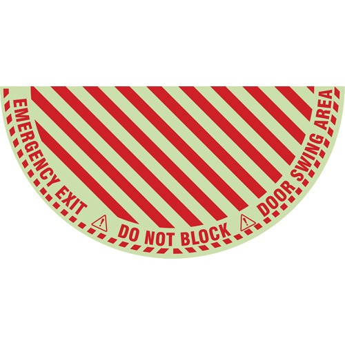 Signalisation au sol ?Emergency Exit? (sortie de secours) pour porte battante en demi-cercle, Adh&eacute;sif, Anglais avec pictogramme D. Morneault & Fils