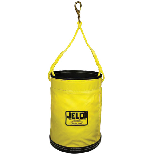 Vinyl Coated Collapsible Bucket, 11" L x 11" W x 16" H, Nylon, Black/Yellow D. Morneault & Fils