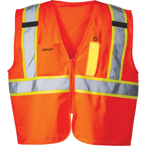 SV350 X-Back Safety Vest with Light, High Visibility Orange, Small, Polyester D. Morneault & Fils