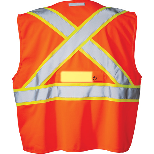 SV350 X-Back Safety Vest with Light, High Visibility Orange, Small, Polyester D. Morneault & Fils