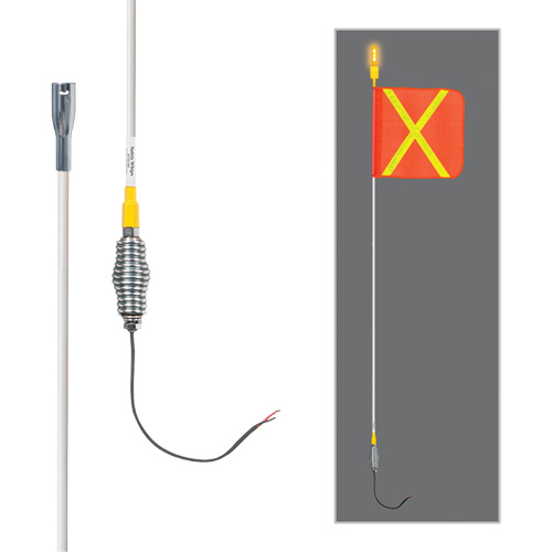 Safety Whip&reg; All-Weather Super-Duty Warning Whips with Constant LED Light, Spring Mount, 5' High, Orange with Reflective D. Morneault & Fils
