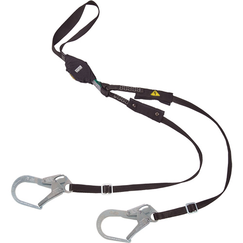 Longe utilitaire &agrave; amortisseur d'&eacute;nergie V-Series, 6', Point d'ancrage &agrave; Crochet d'armature, Crochet mousqueton aux jambes, Nylon D. Morneault & Fils
