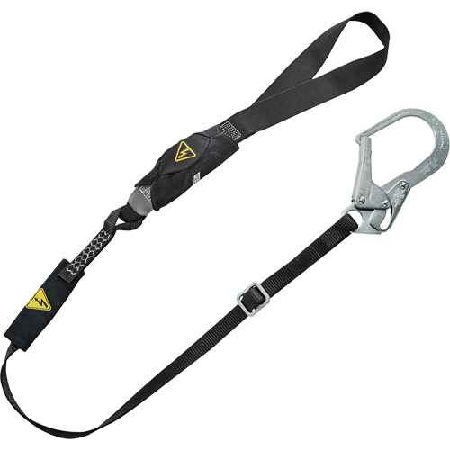 V-Series Utility Energy Absorbing Lanyard, 6', Rebar Hook Center, Snap Hook Leg Ends, Nylon D. Morneault & Fils