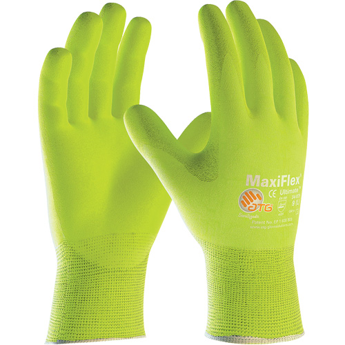 ATG MaxiFlex&reg; Ultimate High Visibility Seamless Gloves, Large, Nitrile Coating, 15 Gauge, Nylon/Elastane Shell D. Morneault & Fils