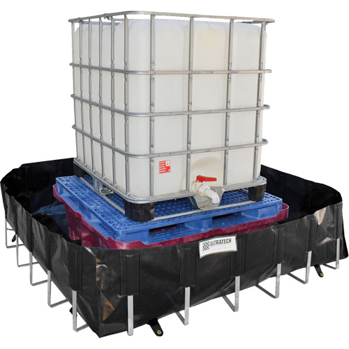 Ultra-IBC Berm&reg; Spill Berm, 400 US gal. Capacity, 6' W x 6' L x 18" H, L-Bracket D. Morneault & Fils