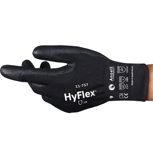 Gants r&eacute;sistant aux coupures Hyflex 11-757, Taille 8, Calibre 18, Rev&ecirc;tement Polyur&eacute;thane, Enveloppe en Intercept, ASTM ANSI niveau A7/EN 388 niveau F D. Morneault & Fils