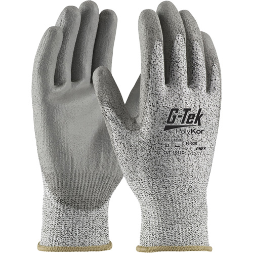 Gants r&eacute;sistants aux coupures G-Tek PolyKor, Taille T-petit, Calibre 13, Rev&ecirc;tement Polyur&eacute;thane, Enveloppe en Fil technique, ANSI/ISEA 105 niveau 3 D. Morneault & Fils