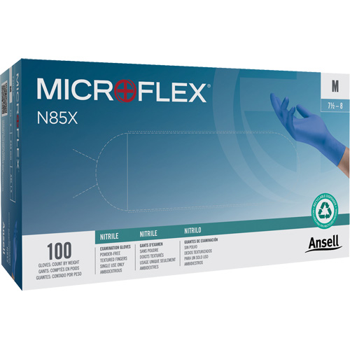 Microflex&reg; N85 Gloves, X-Small, Nitrile, 3.5-mil, Powder-Free, Blue, Class 2 D. Morneault & Fils