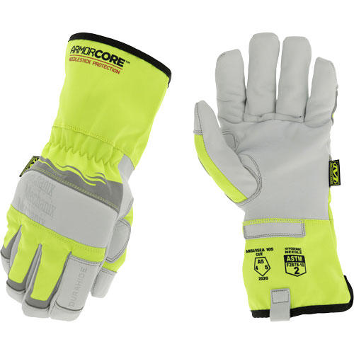 Hi-Viz Needlestick Protection Gloves, Size Small, Polyurethane Coated, DuraHide Shell, ASTM ANSI Level A5 D. Morneault & Fils