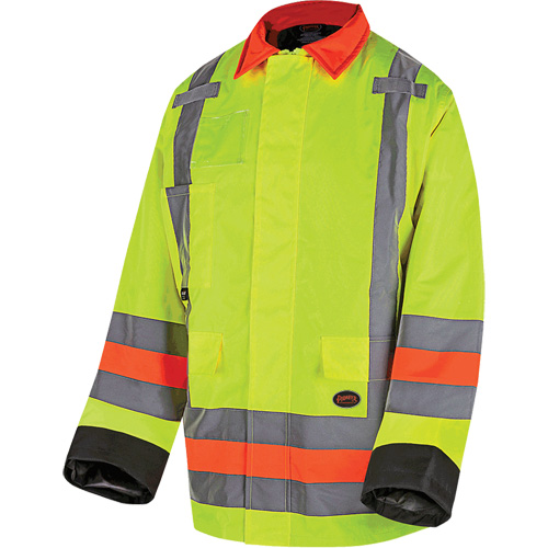 6040 Veste de contr&ocirc;le de la circulation pour l'hiver qu&eacute;b&eacute;cois, Polyester, Jaune lime haute visibilit&eacute;, T-petit D. Morneault & Fils