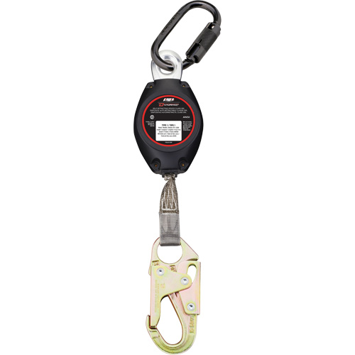 Cordage de s&eacute;curit&eacute; autor&eacute;tractable avec petit mousqueton Dynamic, 7', Polyester, Pivotant D. Morneault & Fils