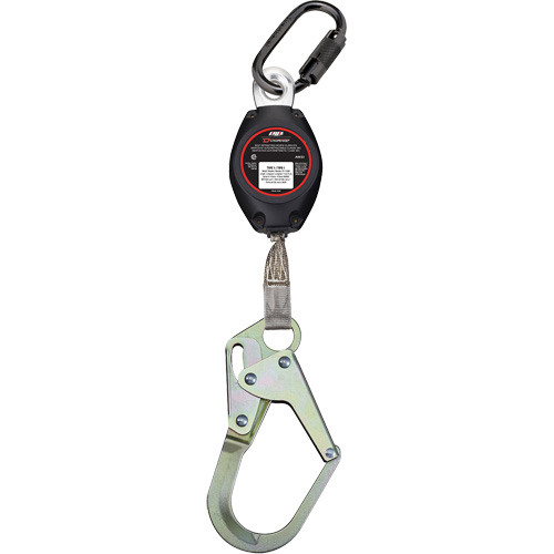 Cordage de s&eacute;curit&eacute; autor&eacute;tractable avec mousqueton moyen Dynamic, 7', Polyester, Pivotant D. Morneault & Fils