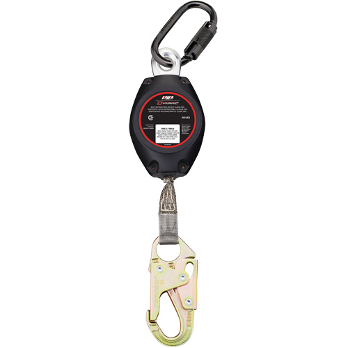 Cordage de s&eacute;curit&eacute; autor&eacute;tractable avec petit mousqueton Dynamic, 11', Polyester, Pivotant D. Morneault & Fils