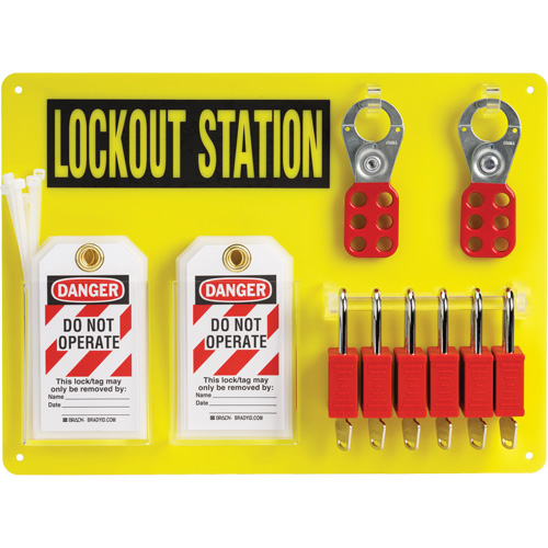 Lockout Board with Keyed Different Nylon Safety Lockout Padlocks, Plastic Padlocks, 6 Padlock Capacity, Padlocks Included D. Morneault & Fils