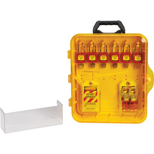 Station de cadenassage avec cadenas de s&eacute;curit&eacute; en nylon &agrave; cl&eacute; utilisant des cl&eacute;s identiques, Cadenas Plastique, Capacit&eacute; de 6, Cadenas Compris D. Morneault & Fils