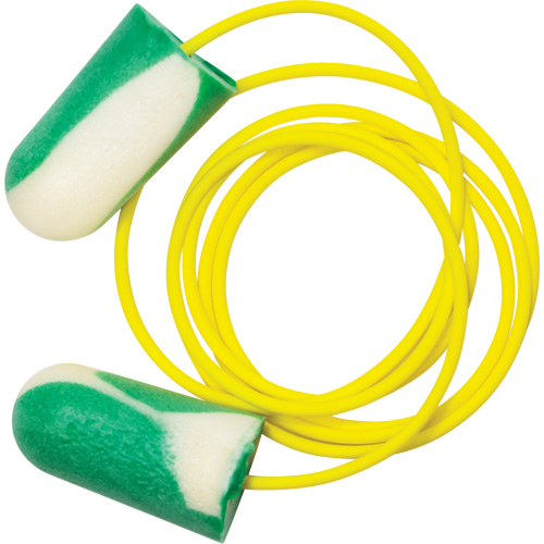 Bouchons d'oreilles biosourc&eacute;s Mega Bullet BioSoft, Vrac - Boîte, Avec cordon D. Morneault & Fils