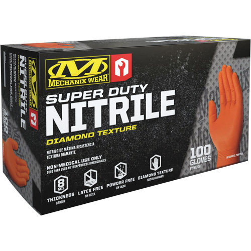 Super Duty Disposable Gloves, 9/Medium, Nitrile, 8-mil, Powder-Free, Orange D. Morneault & Fils